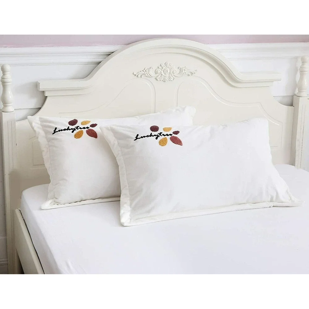 Plush Duvet Cover Set Luxury Ultra Soft Velvet Set QUEEN White EMBROIDERY LEAF